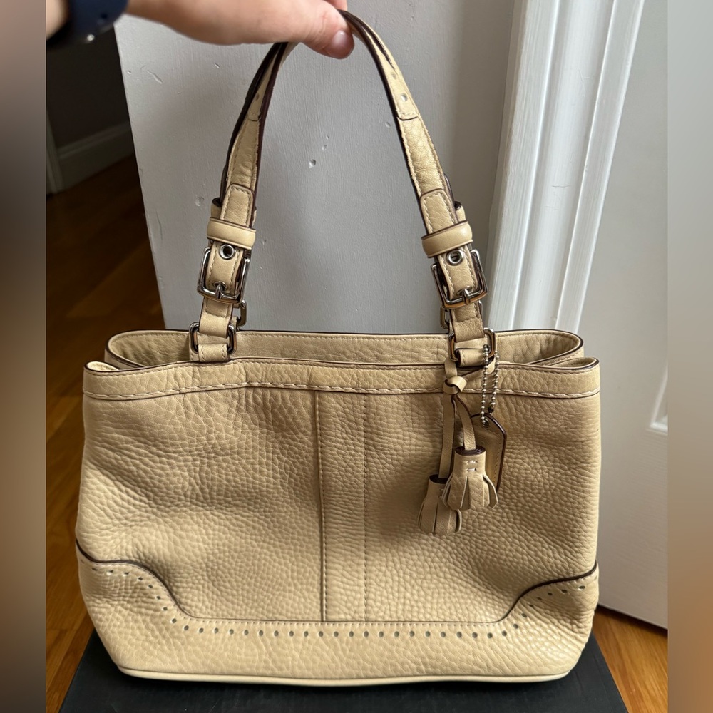 Coach Beige Pebble Leather Handbag - Picture 2 of 10